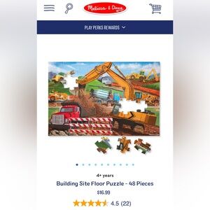 Melissa & Doug Jumbo floor preschool construction puzzle Building site